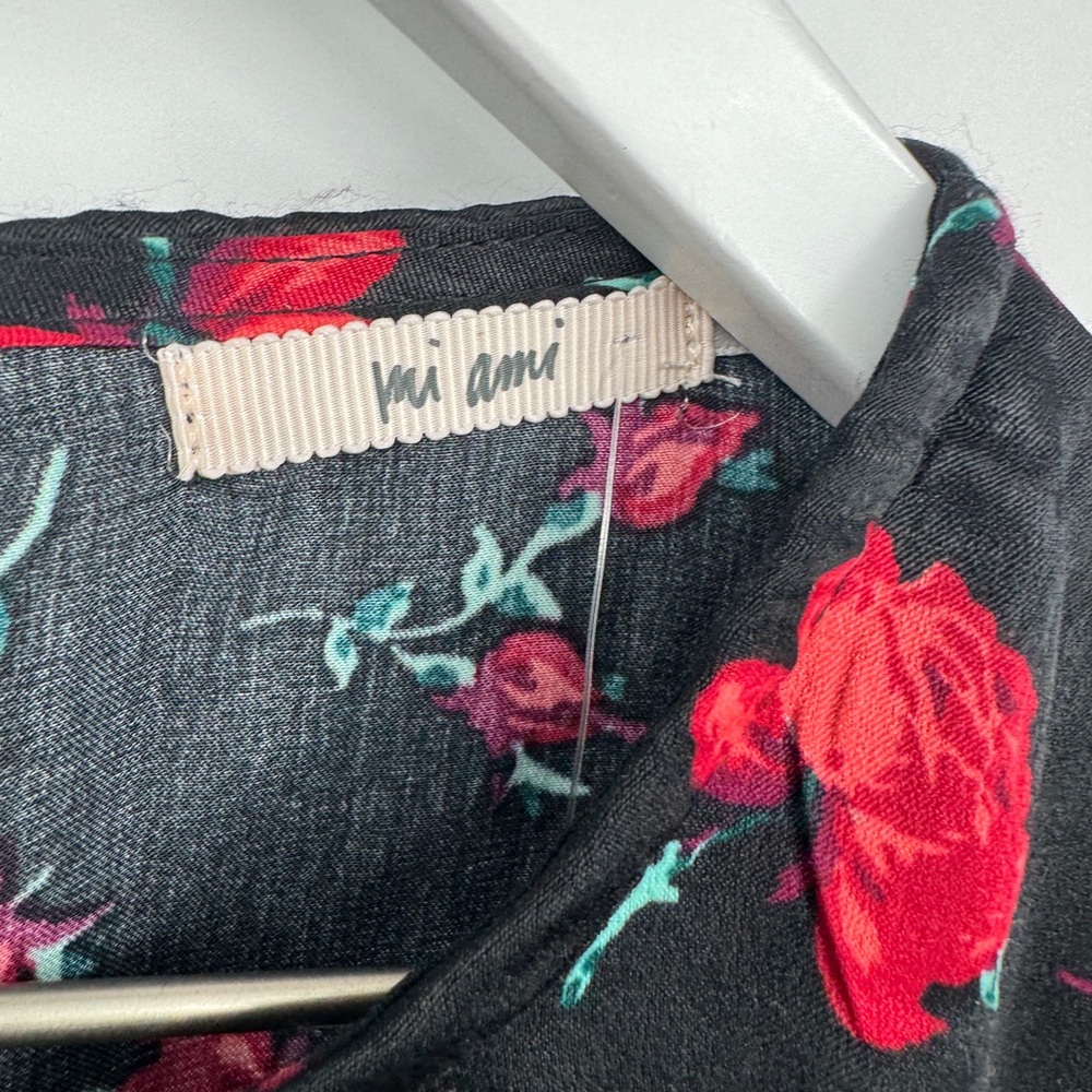 Mi Ami Retro Pinup Style Floral Print Midi Dress Black Red Size Small - Picture 6 of 10